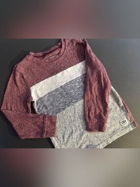 Oshkosh Kid’s 7 Colorblock Crewneck Sweater in Burgundy, Cream, Gray & Navy